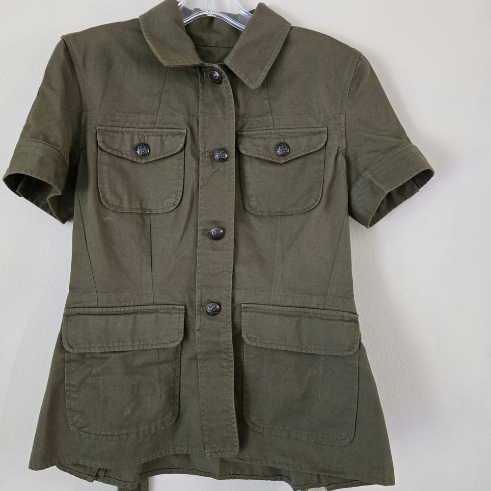 LAUREN JEANS COMPANY Short sleeve military‎ belted green jacket size small - Picture 3 of 11
